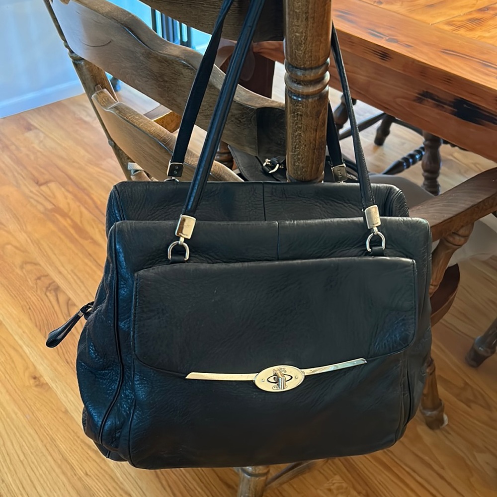Coach black leather Madeline  East West bag